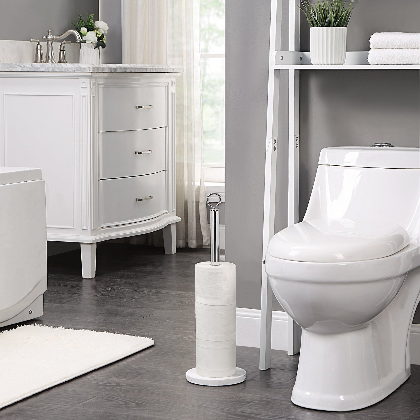 Faux Marble Spare Toilet Paper Roll Holder Stand