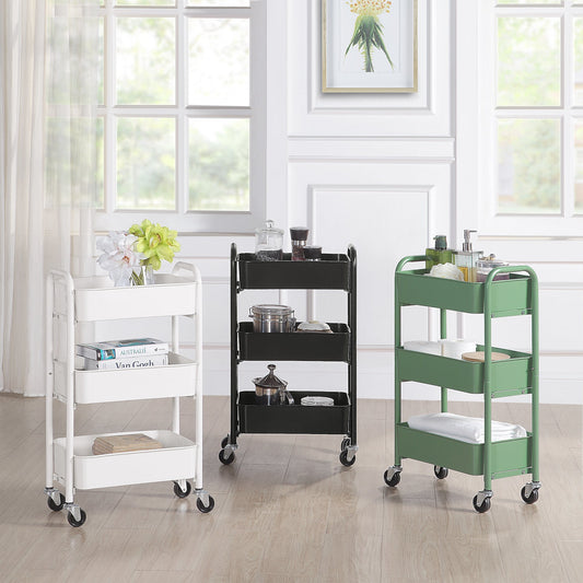 Metal Compact 3 Tier Rolling Cart
