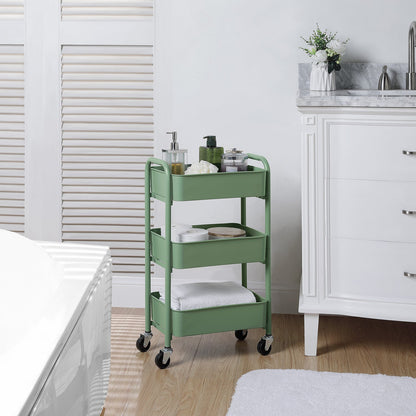 Metal Compact 3 Tier Rolling Cart
