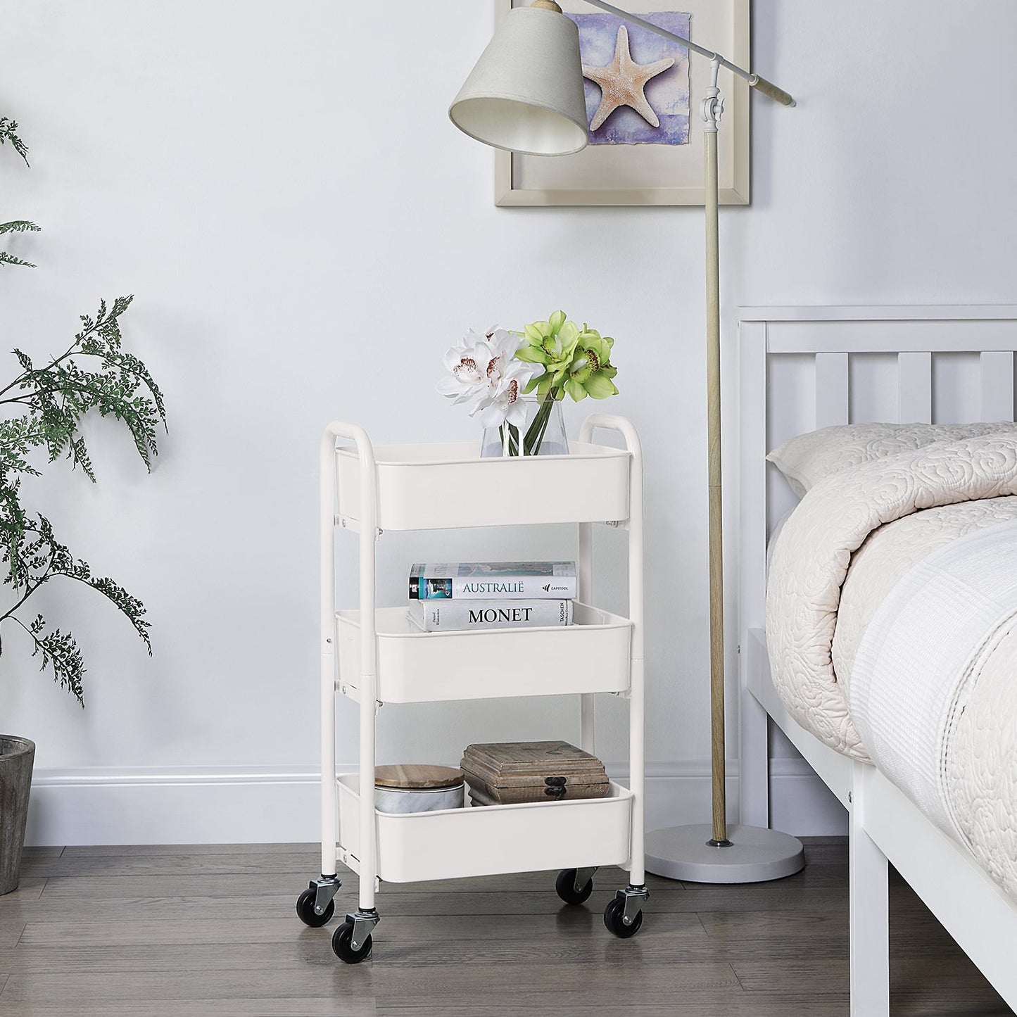 Metal Compact 3 Tier Rolling Cart